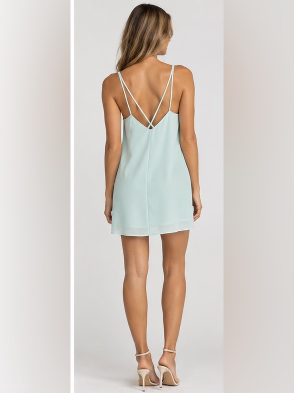 NWOT Topshop Cross Back Slip Mini Dress – Mint/Seafoam – 4